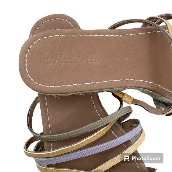 Madewell New Kathryn Espadrille Slide Strappy Sandal Snake Embossed Leather 8 - Picture 3 of 9